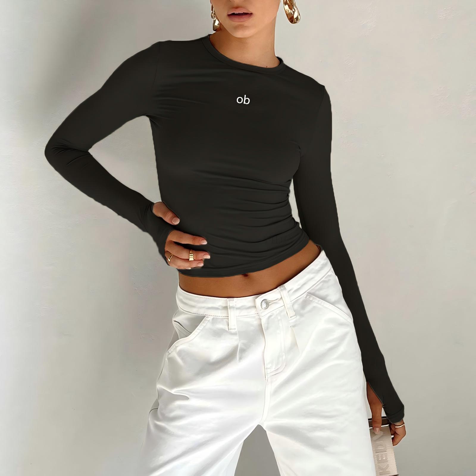 Base Layer Top - เสื้อยืดคอกลมผู้หญิงสไตล์ใหม่ฤดูร้อน 2026 เสื้อเบสเลเยอร์ เสื้อแขนยาวสำหรับออกกำลังกาย เสื้อผ้าฟิตเนส