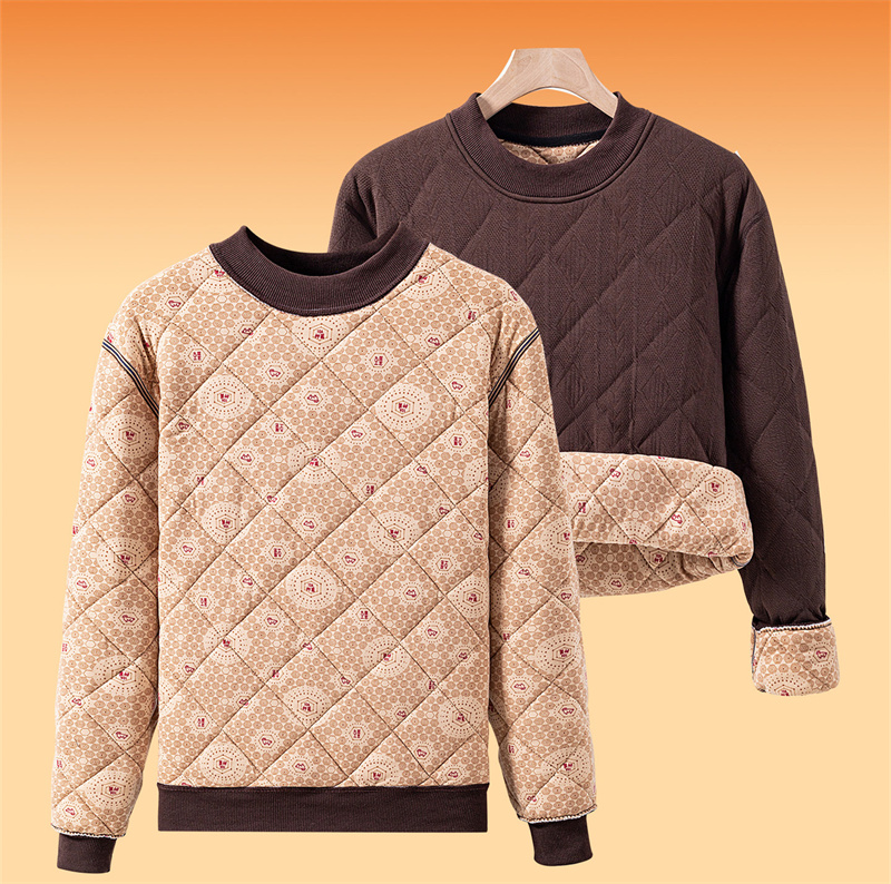 Thermal Long John - เสื้อยืดแขนยาวผู้ชายสำหรับฤดูหนาว บุผ้าฟลีซ หนาพิเศษ อบอุ่น คอกลม สีพื้น