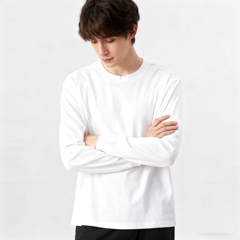 เสื้อยืดแขนยาวคอกลมผ้าฝ้ายหนาส - Undershirt Crew Neck บทวิจารณ์และราคา